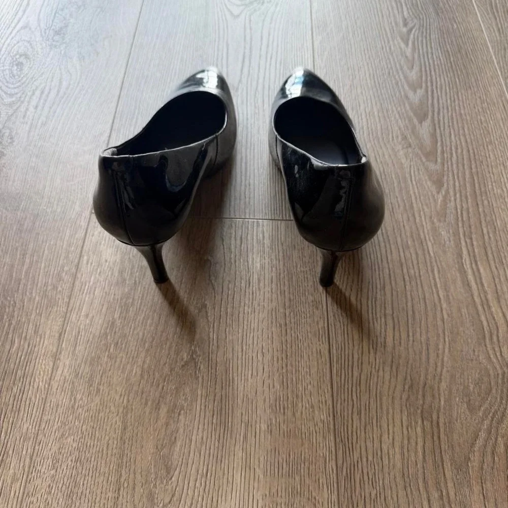 Apt 9 Womens 8.5 Black Patent Heels Pointed Toe Memory Foam Career Dress Pumps